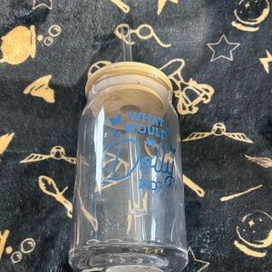 Dolly Parton Clear Glass Tumbler with Straw